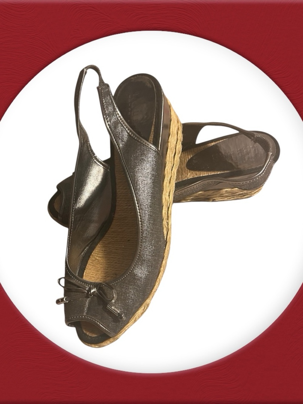 Lauren Ralph Lauren Brown Slingback Wedge Sandals with Espadrille Sole